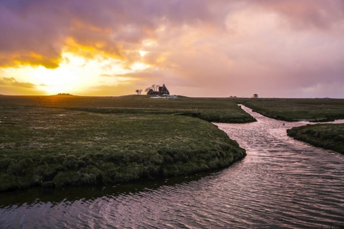 Sonnenuntergang auf Haalig Hooge